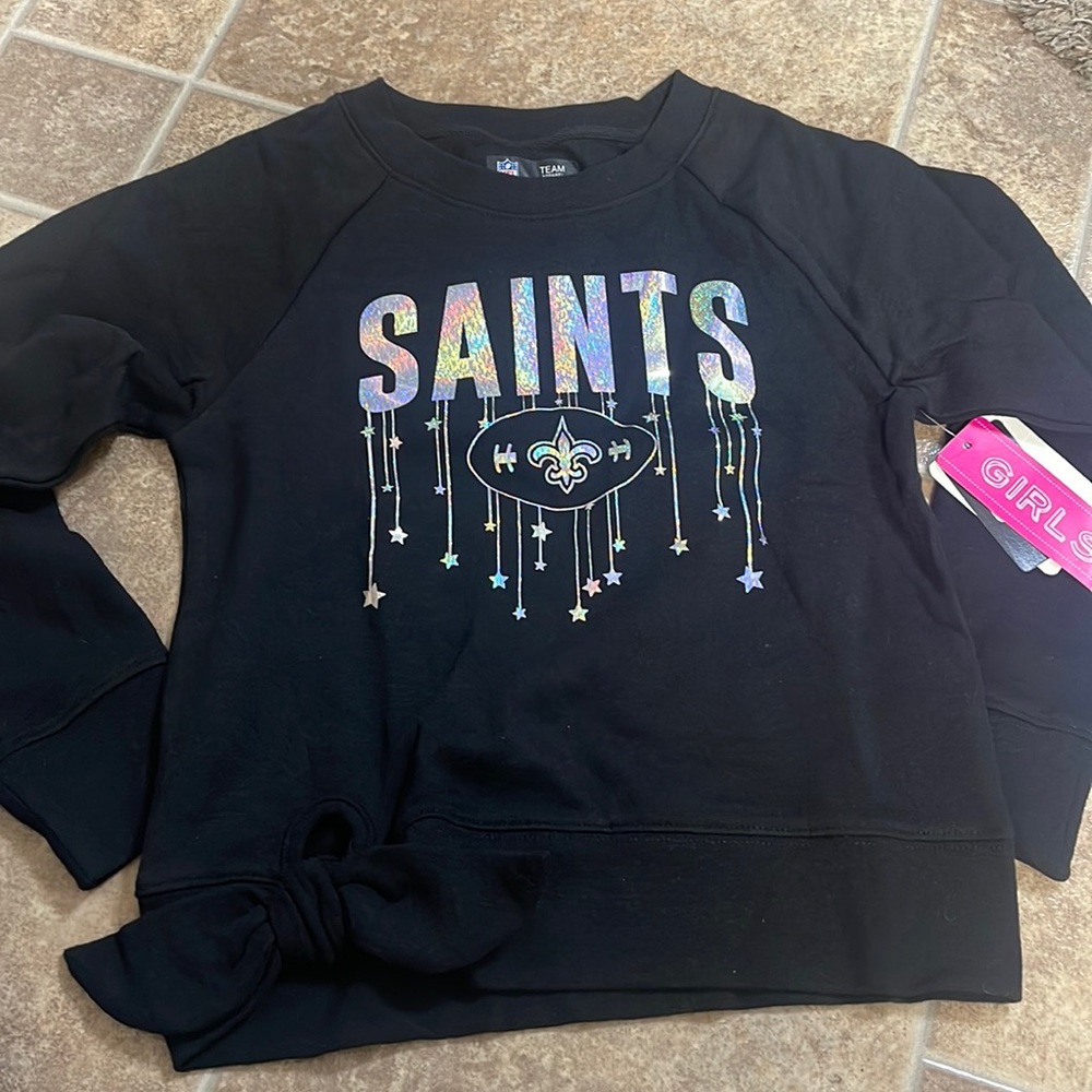 Girls NFL Saints Crew Neck Sweatshirt 6/6X NWT